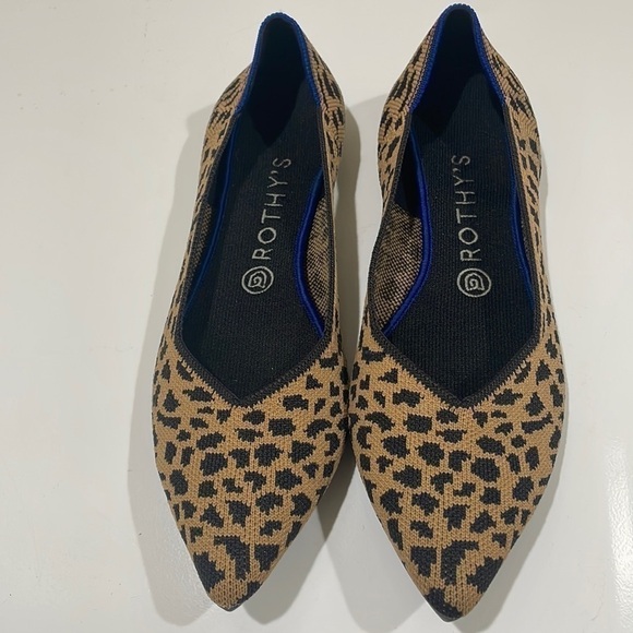 Rothy's The Point Leopard Knit Fabric Slip On Ballet Flats—Comfort!  Like New-10 - Picture 1 of 8